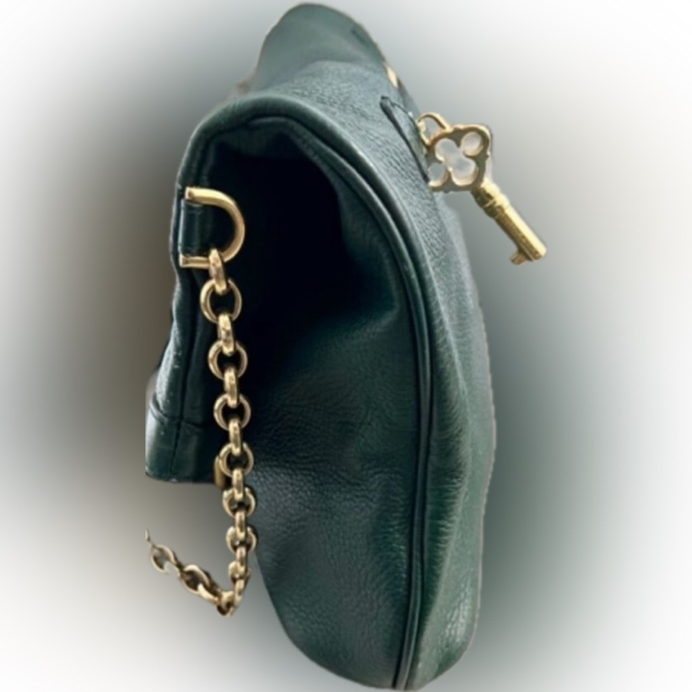 Dolce & Gabbana Green Pebbled Leather Fold-Over Bag - Picture 3 of 15